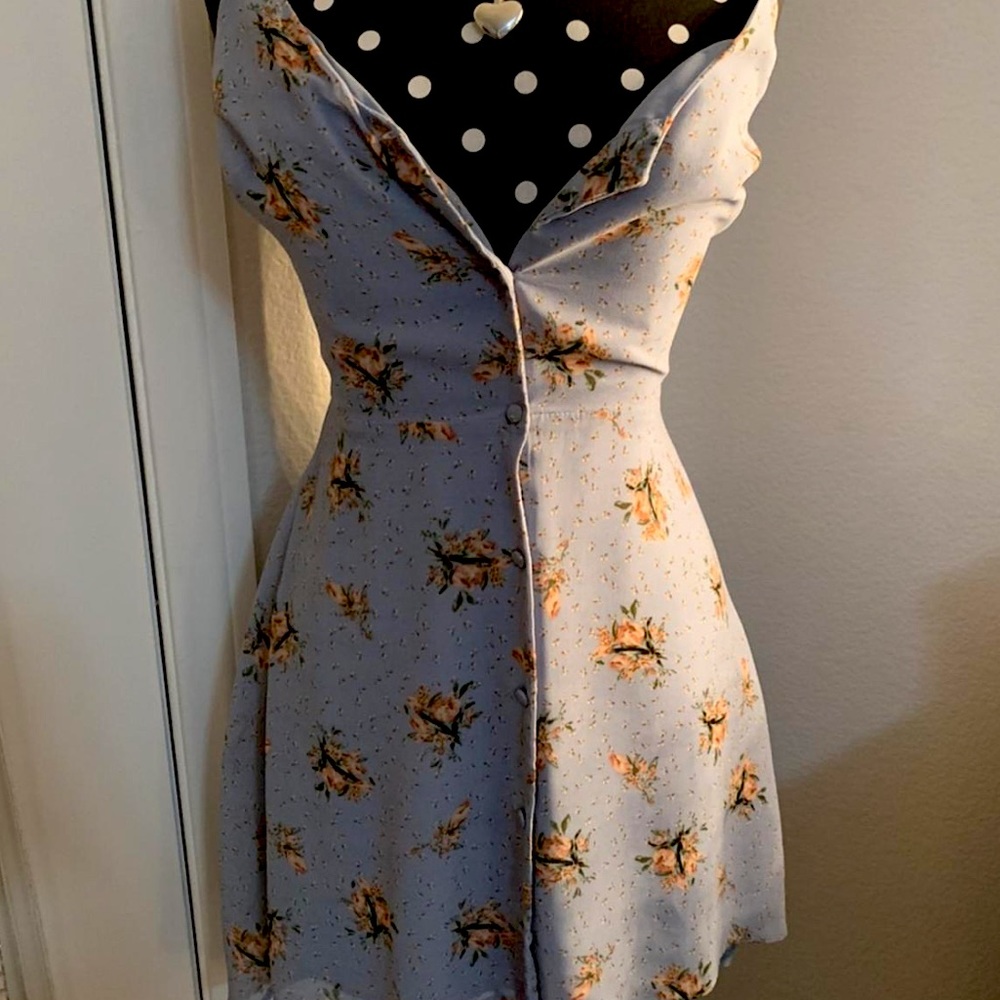 Light blue floral Topshop button dress